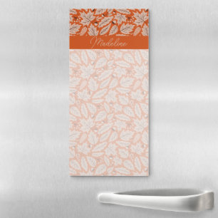 Orange Fall Leaves & Acorns Pattern Magnetic Notepad