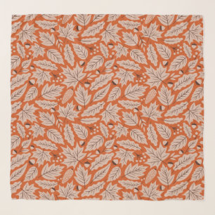 Orange Fall Leaves & Acorns Pattern Scarf