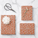 Orange Fall Leaves &amp; Acorns Pattern Wrapping Paper Sheets