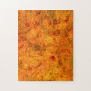Orange Fall Leaves on Fabric Jigsaw Puzzle
