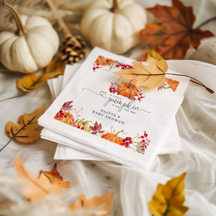 Orange fall little pumpkin is on the way napkins