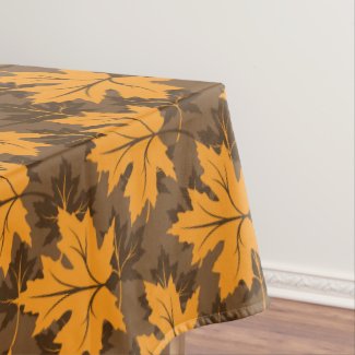 Orange fall maple leaves brown autumn home décor tablecloth
