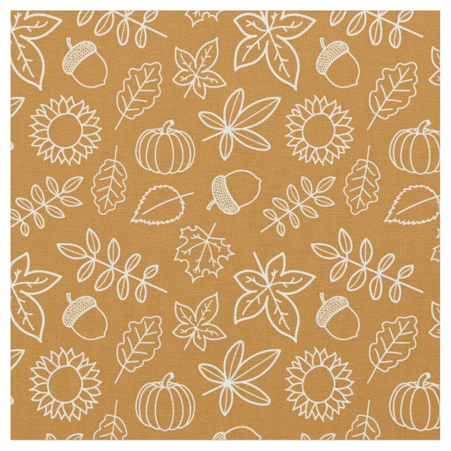 orange fall patterned fabric (Close Up)