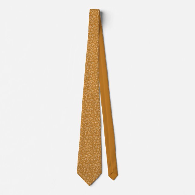 orange fall patterned neck tie (Front)
