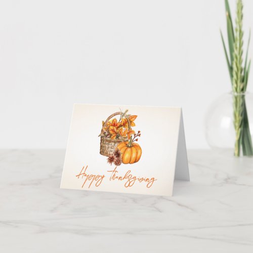 Orange Fall Pumpkin Harvest Thanksgiving Greeting Thank You Card