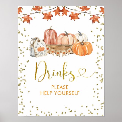 Orange Fall Pumpkin Patch Birthday Drinks Sign