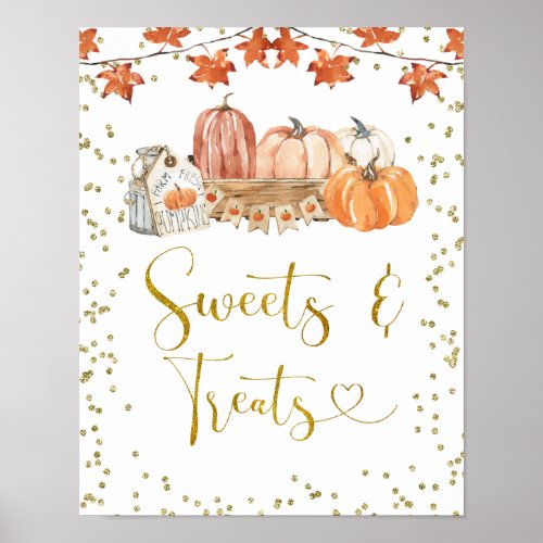 Orange Fall Pumpkin Patch Birthday Sweets  Treats Poster