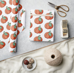 Orange Fall Pumpkin Patch Gift Wrapping Paper