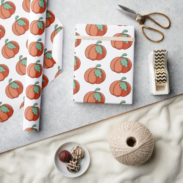 Orange Fall Pumpkin Patch Gift  Wrapping Paper (Crafts)