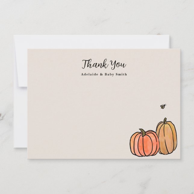 Orange Fall Pumpkin Thank You Note (Front)