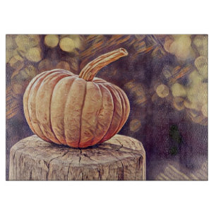 Orange Fall Pumpkin Vintage Thanksgiving Painting Cutting Board