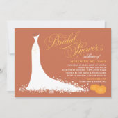 Orange Fall Pumpkins Wedding Gown Bridal Shower Invitation (Front)