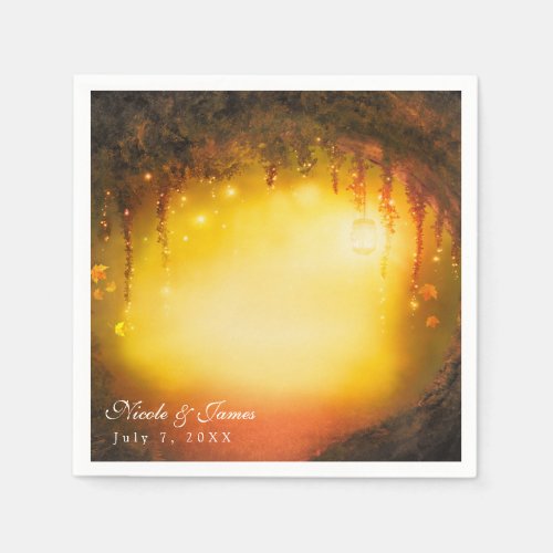 Orange Fall Rustic Enchanted Forest Reception Napkins