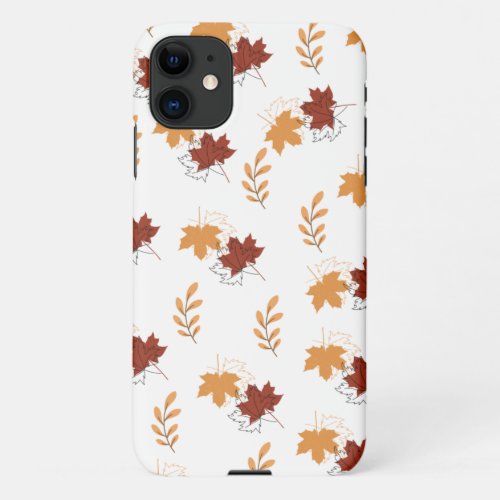 Orange Falling Leaves Pattern IPhone Case