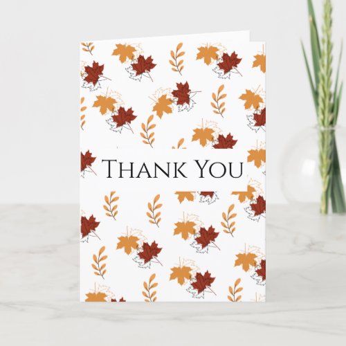 Orange Falling Leaves Pattern Thank You Card