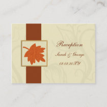 orange falling maple leaf  wedding Reception Cards
