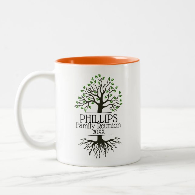 Orange Family Reunion Two-Tone Coffe Coffee Mug (Left)