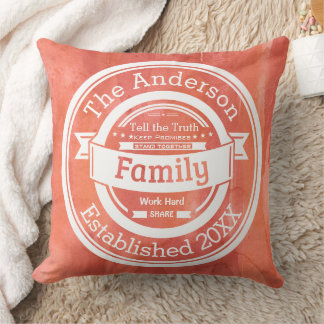 Orange Family Rules Name Year Established Throw Pillow