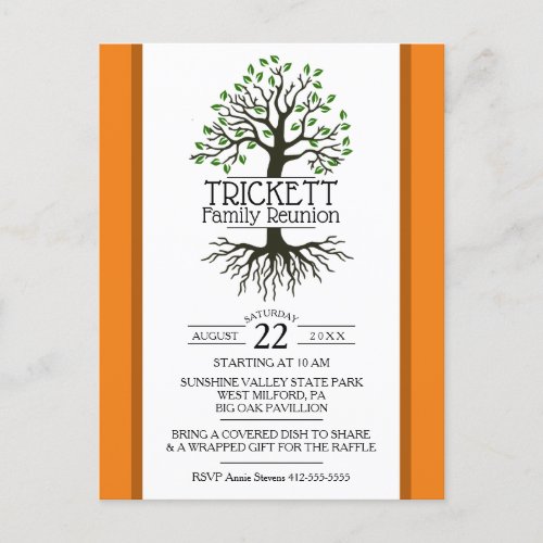 Orange Family Tree Family Reunion Invitation Postcard