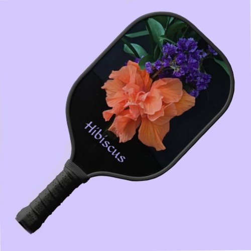 Orange Fancy Hibiscus Blossom Botanical Tropical Pickleball Paddle