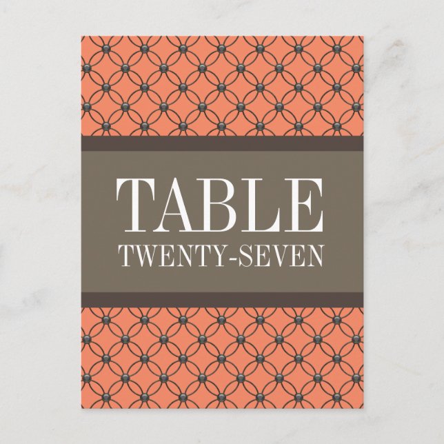 Orange Fancy Lattice Table Number Postcard (Front)