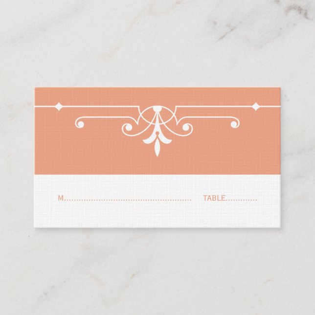 Orange Fancy Ornamental Place Card (Front)