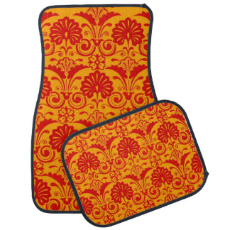 orange fans and fronds print car floor mat