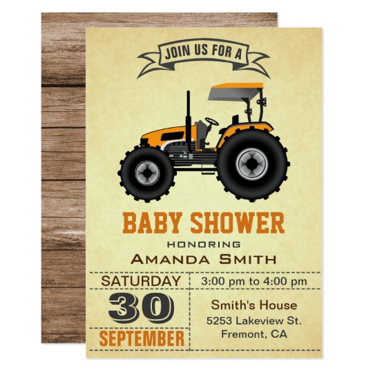 tractor baby shower invitations