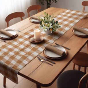 Orange Farmhouse Buffalo Plaid Short Table Runner