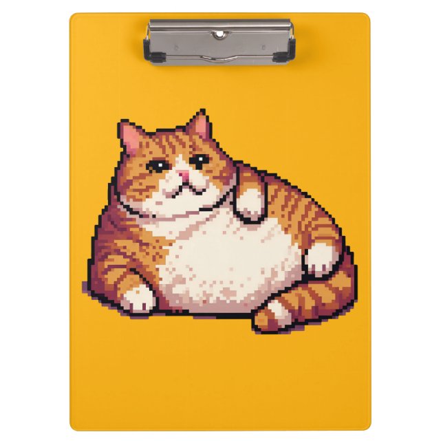 Orange fat cat meme pixel art clipboard (Front)