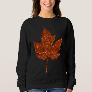 Orange Faux Glitter Leaf Sweatshirt