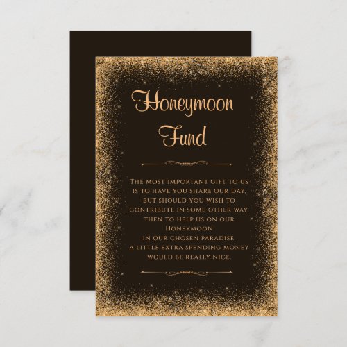 Orange Faux Glitter Wedding Honeymoon Fund Enclosure Card