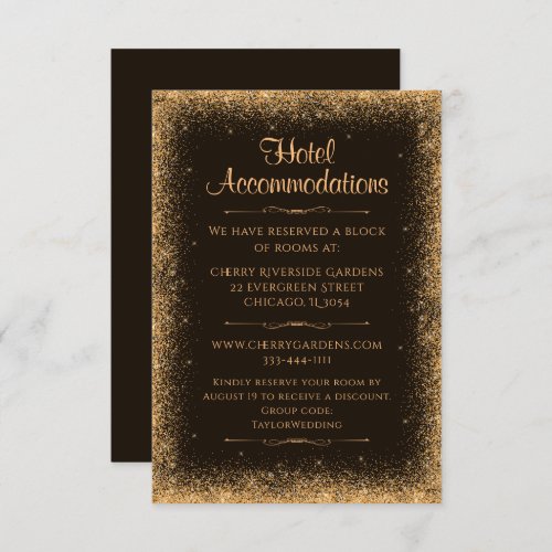 Orange Faux Glitter Wedding Hotel Accommodation Enclosure Card