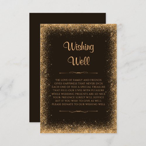 Orange Faux Glitter Wedding Wishing Well Enclosure Card