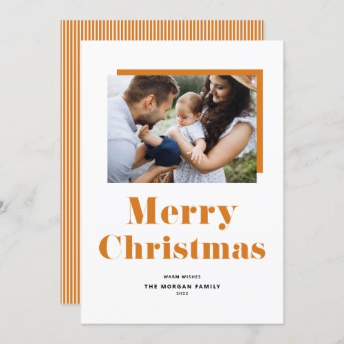Orange Festive Bold Typography Christmas Photo Holiday Card