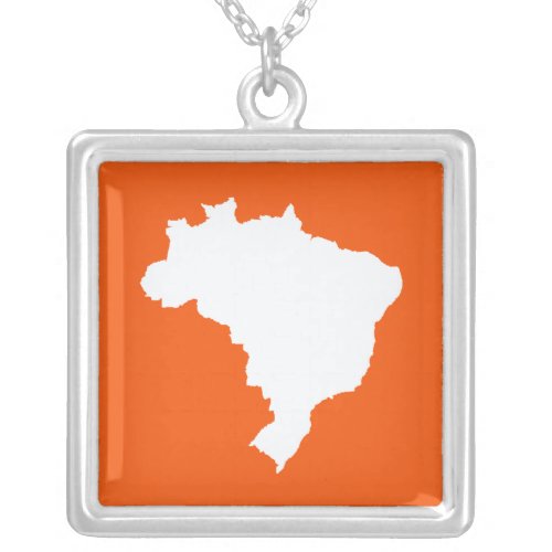 Orange Festive Brazil at Emporio Moffa Silver Plated Necklace