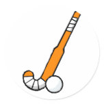 Orange Field Hockey Stick Classic Round Sticker