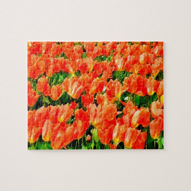 Orange field of tulips jigsaw puzzle (Horizontal)