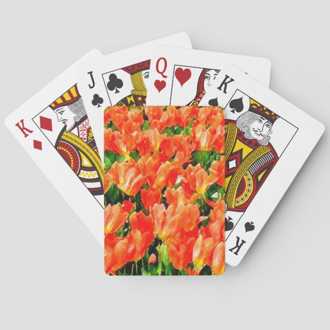 Orange field of tulips poker cards (Back)