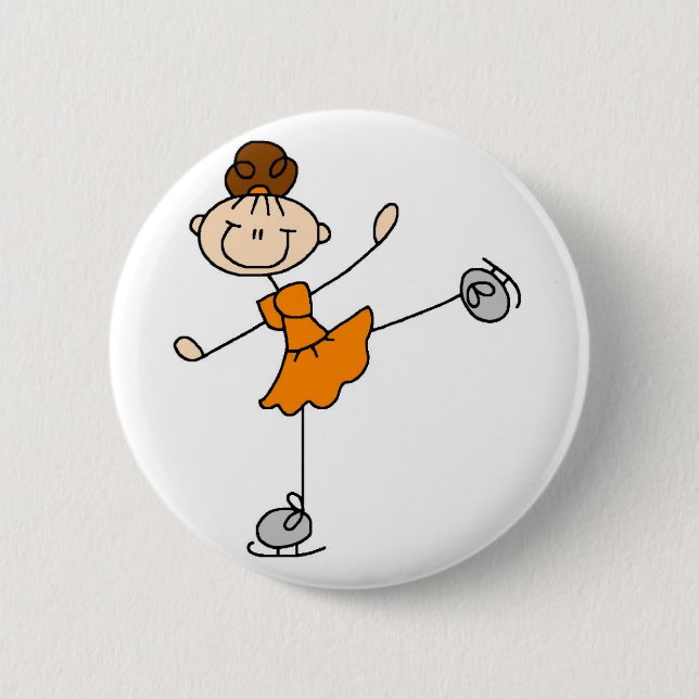 Orange Figure Skater Button (Front)