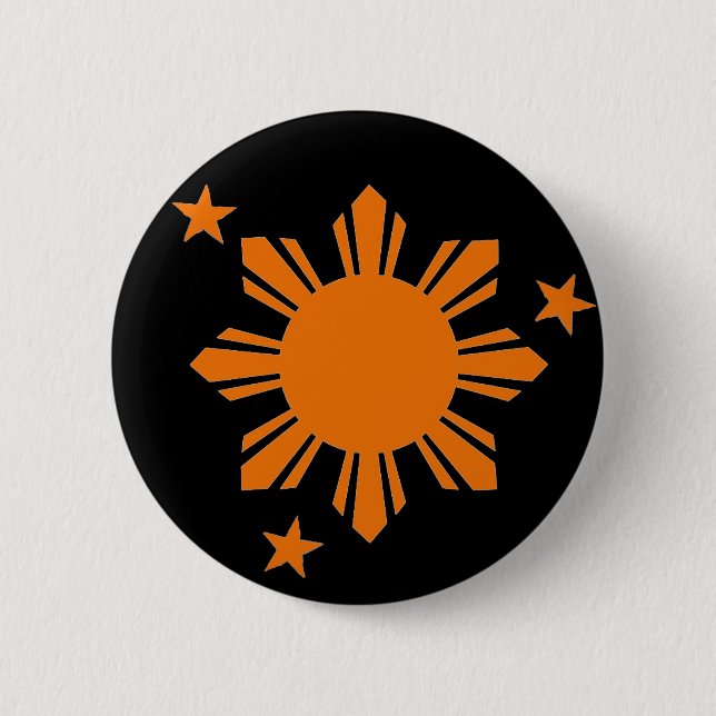 Orange Filipino Sun/Stars Button (Front)