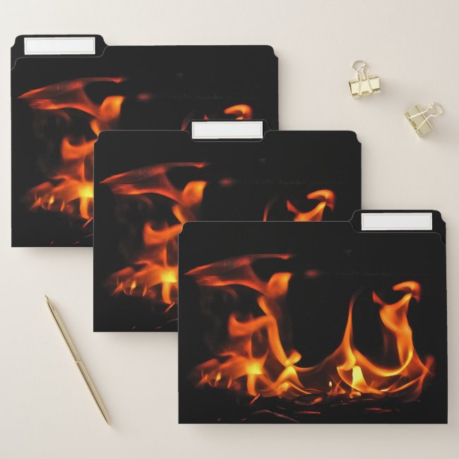 Orange Fire Abstract Black File Folder Set