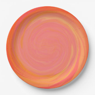 Orange Fire Marbling Paper Plates