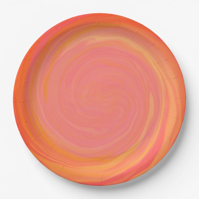 Orange Fire Marbling Paper Plates (Front)