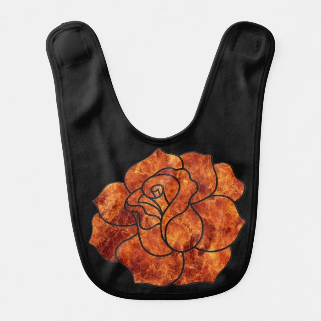 Orange Fire Rose Baby Bib (Front)