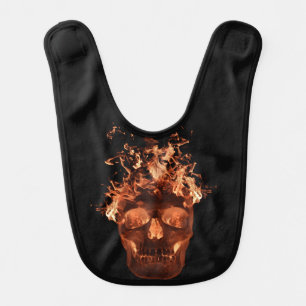 Orange Fire Skull Baby Bib