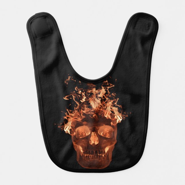 Orange Fire Skull Baby Bib (Front)