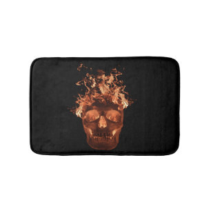Orange Fire Skull Bath Mat