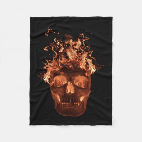 Orange Fire Skull Fleece Blanket