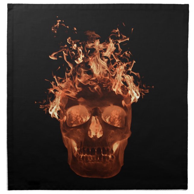 Orange Fire Skull Napkins (Front)